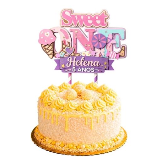 Topo de Bolo Premium Personalizado Doces