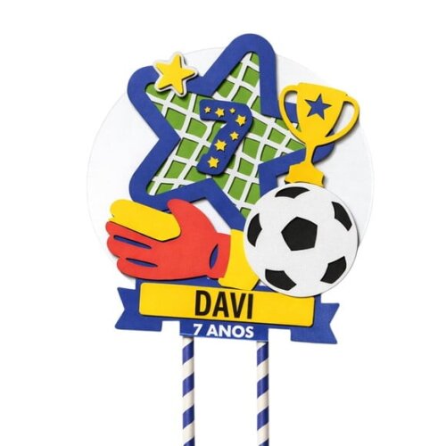 Topo de Bolo Premium Personalizado Futebol