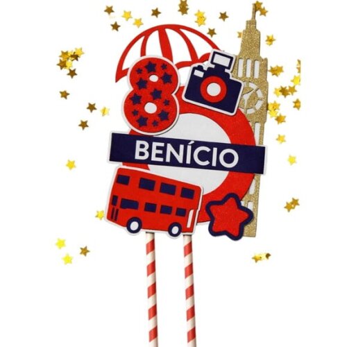 Topo de Bolo Premium Personalizado Londres