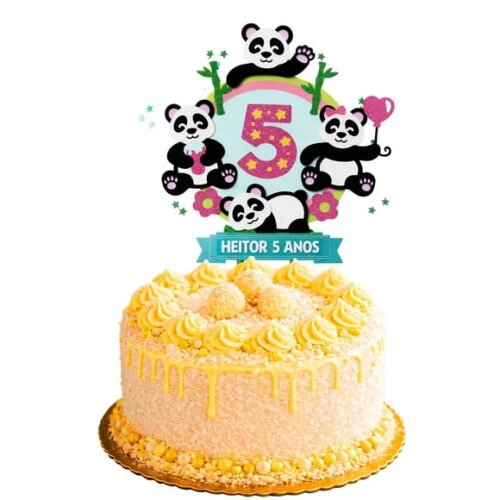 Topo de Bolo Premium Personalizado Pandinhas
