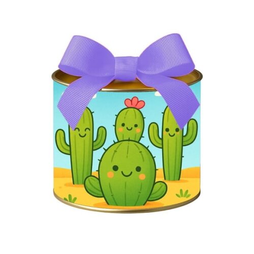 Tubo Lata Metalizada 7x10 Cactos Fofos