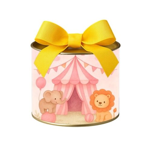 Tubo Lata Metalizada 7x10 Circo Rosa Aquarela
