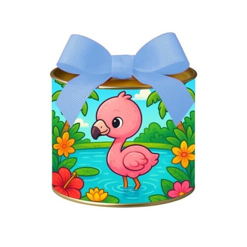 Tubo Lata Metalizada 7x10 Flamingo Baby