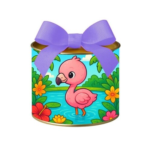 Tubo Lata Metalizada 7x10 Flamingo Baby