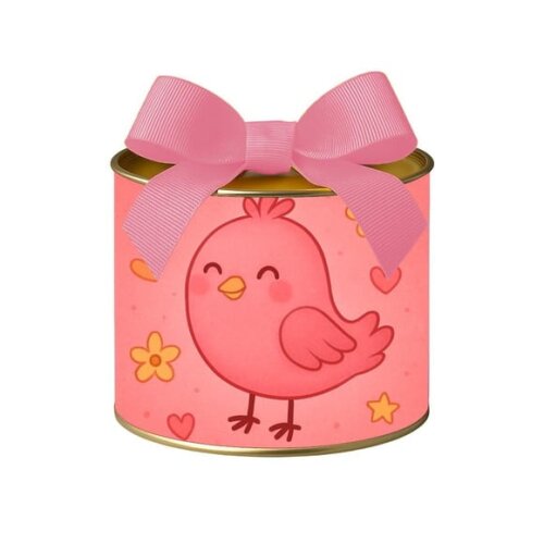 Tubo Lata Metalizada 7x10 Passarinho Rosa