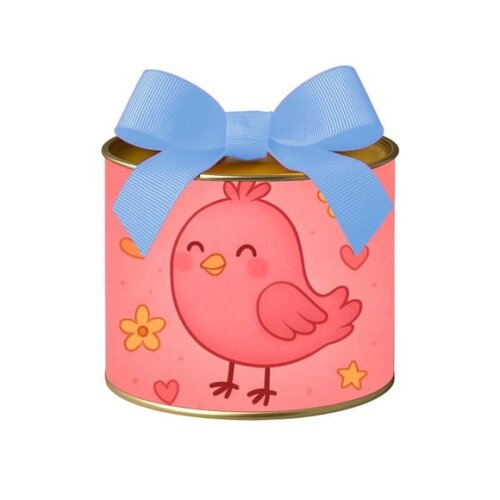 Tubo Lata Metalizada 7x10 Passarinho Rosa
