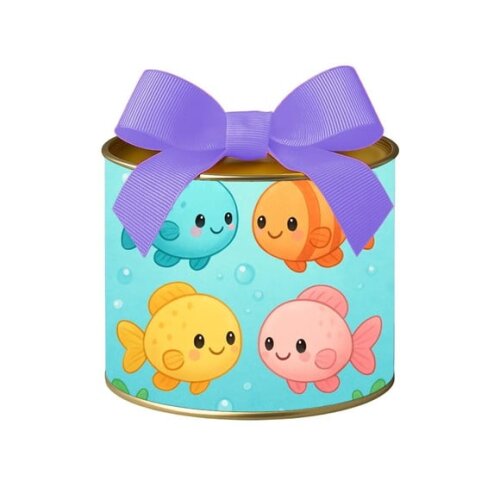 Tubo Lata Metalizada 7x10 Peixinhos Baby