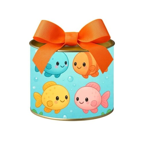 Tubo Lata Metalizada 7x10 Peixinhos Baby