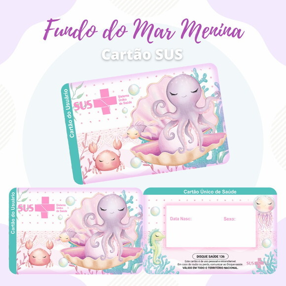 Cartão do Sus Personalizado - Fundo do Mar Menina 2