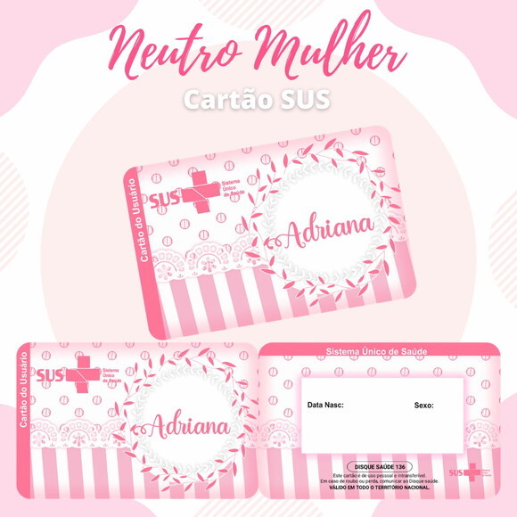Cartão do Sus Personalizado - Neutro Mulher