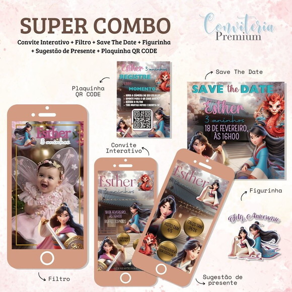 Combo Convite Interativo Premium - Mullan