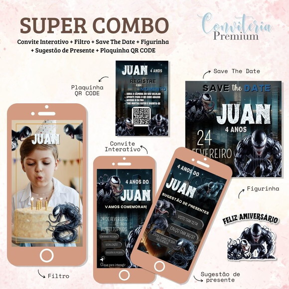 Combo Convite Interativo Premium -venon