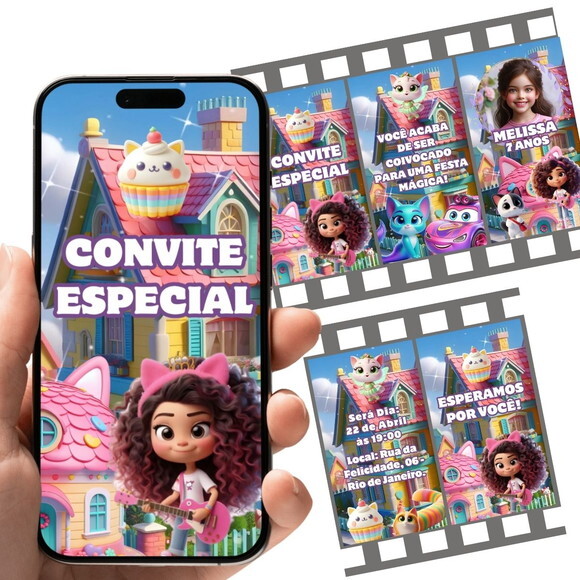 Convite Animado a Casa Mágica de Gabby