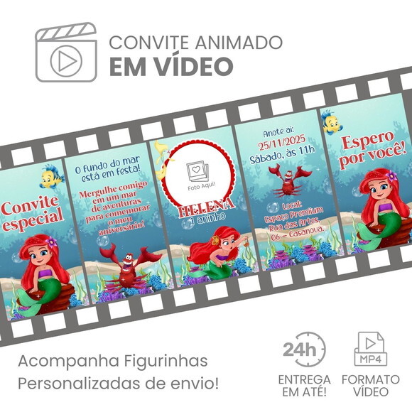 Convite Animado a Pequena Sereia 01