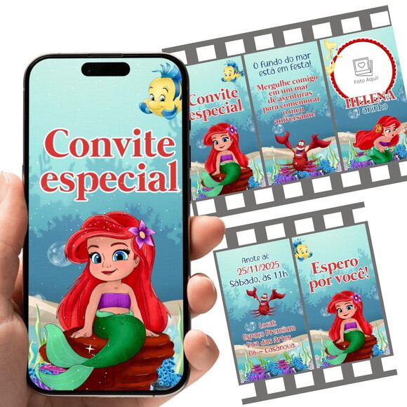 Convite Animado a Pequena Sereia 01