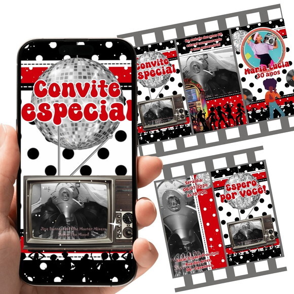 Convite Animado Anos 60