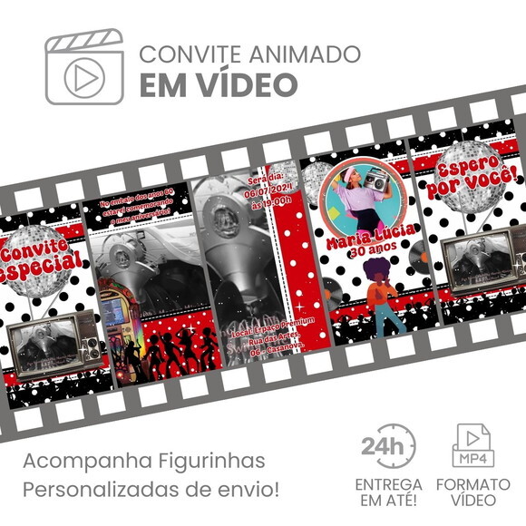 Convite Animado Anos 60