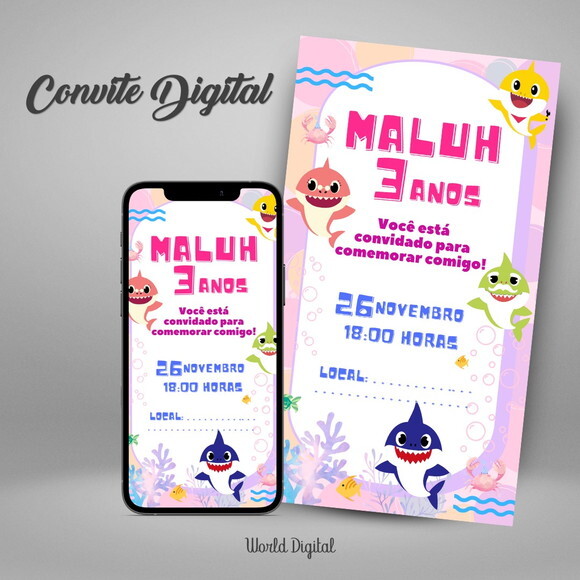 Convite Digital Baby Shark Menina 01