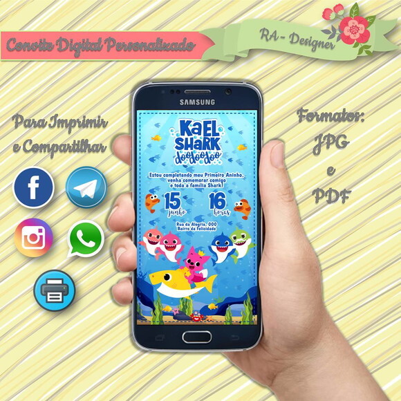 Convite Digital Baby Shark Menino