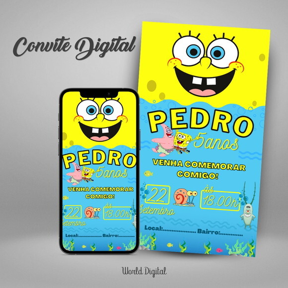 Convite Digital Bob Esponja 01