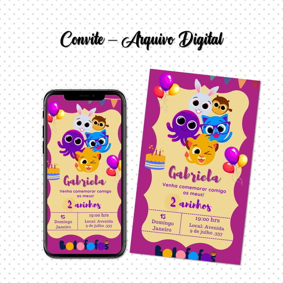 Convite Digital Bolofofos Menina 01