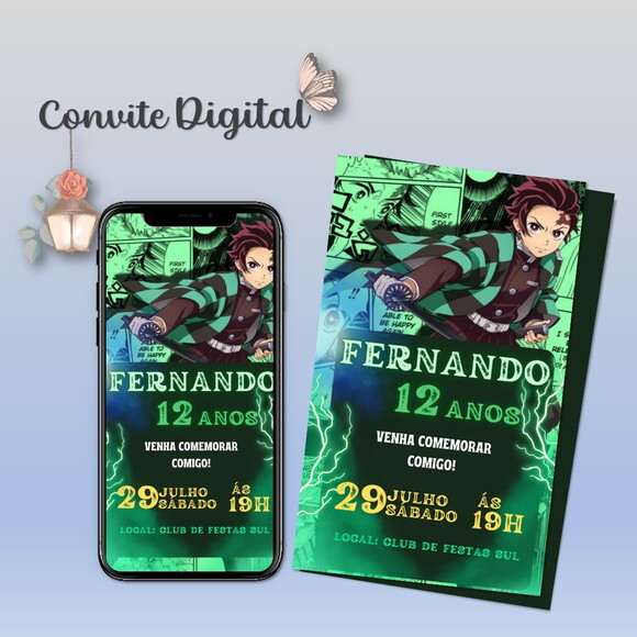 Convite Digital Demon Slayer