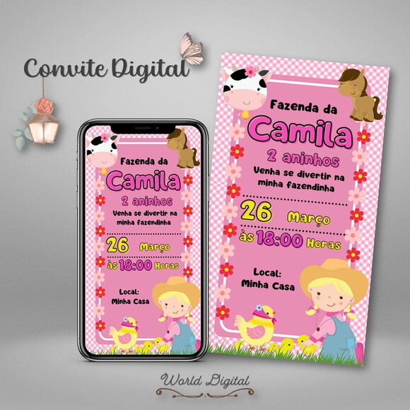 Convite Digital Fazendinha Menina 03