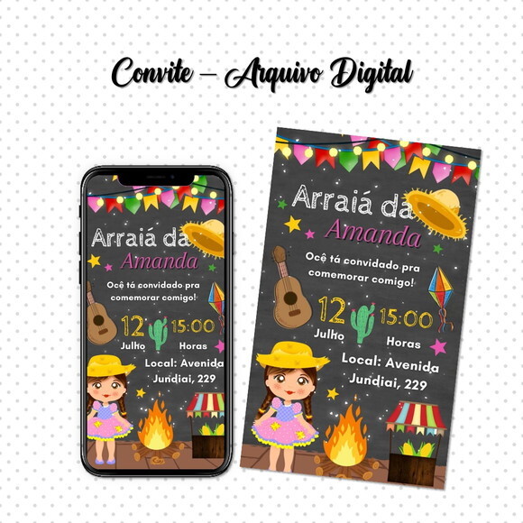 Convite Digital Festa Junina Menina