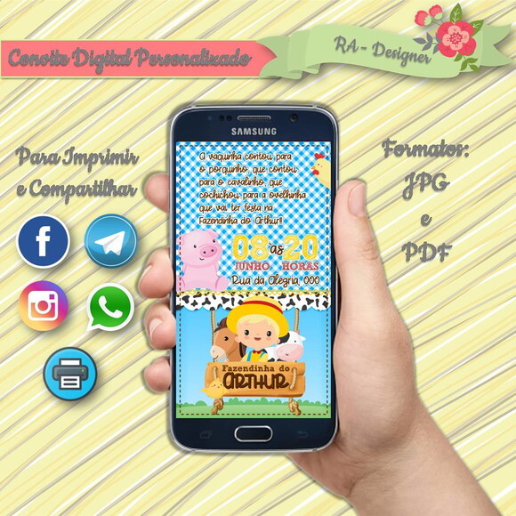 Convite Digital Fazendinha Menino II
