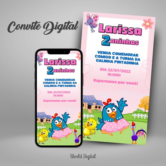 Convite Digital Galinha Pintadinha Menina 01