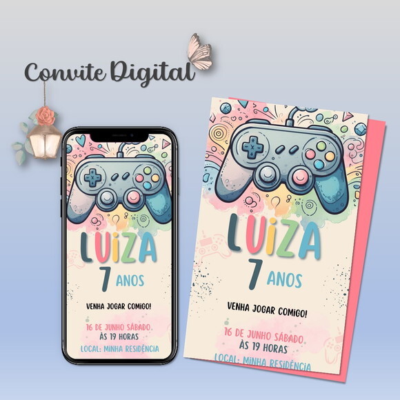 Convite Digital Game Menina