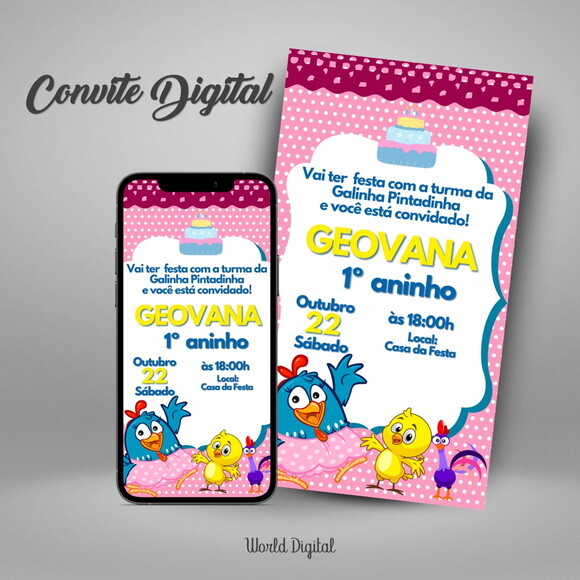Convite Digital Galinha Pintadinha Menina 03