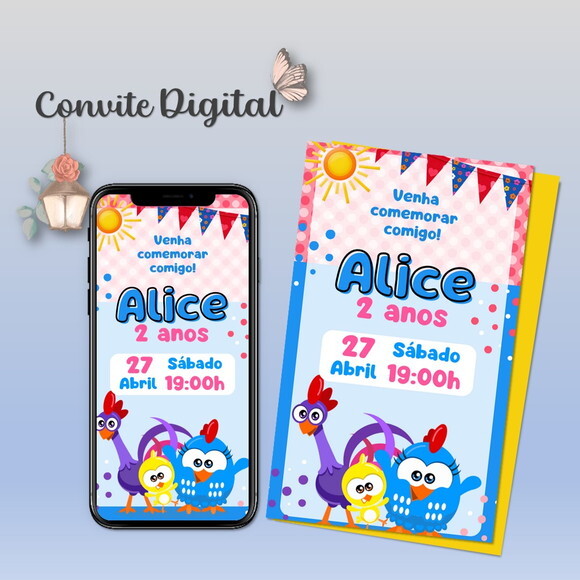 Convite Digital Galinha Pintadinha Mini Menina 02