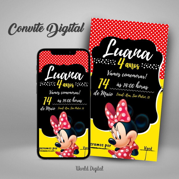 Convite Digital Minnie Mouse Vermelha 03