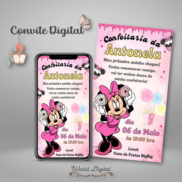 Convite Digital Minnie Mouse Rosa 03