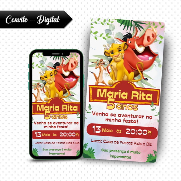 Convite Digital o Rei Leão