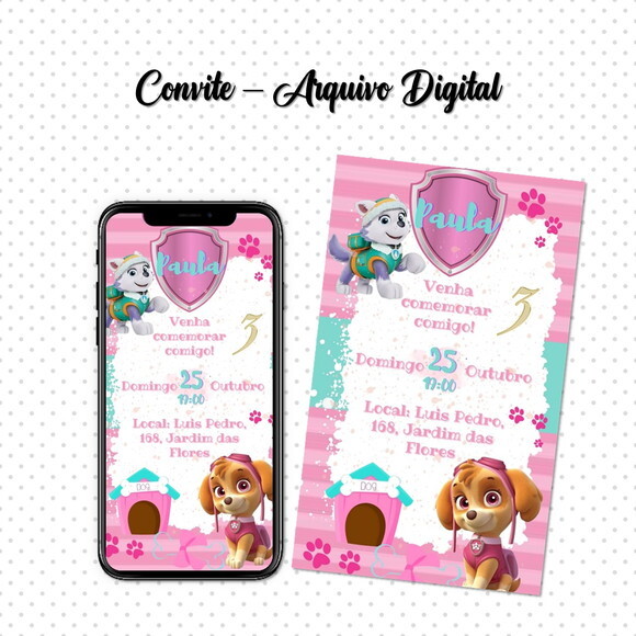 Convite Digital Patrulha Canina Menina