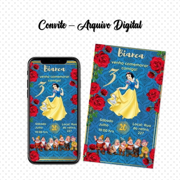 Convite Digital Princesa Branca de Neve