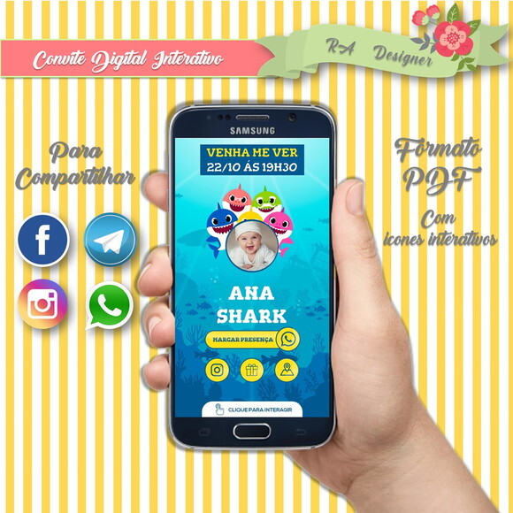 Convite Interativo Baby Shark