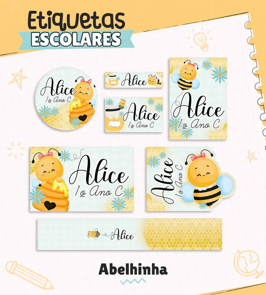 Etiquetas Escolares Personalizadas - Abelhinha