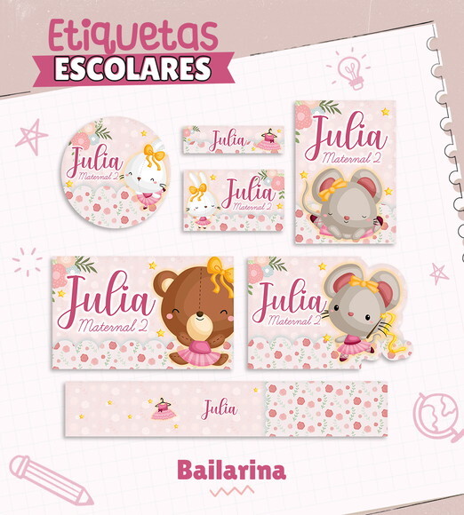 Etiquetas Escolares Personalizadas - Bailarina 01