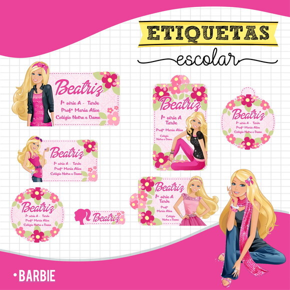 Etiquetas Escolares Personalizadas - Barbie