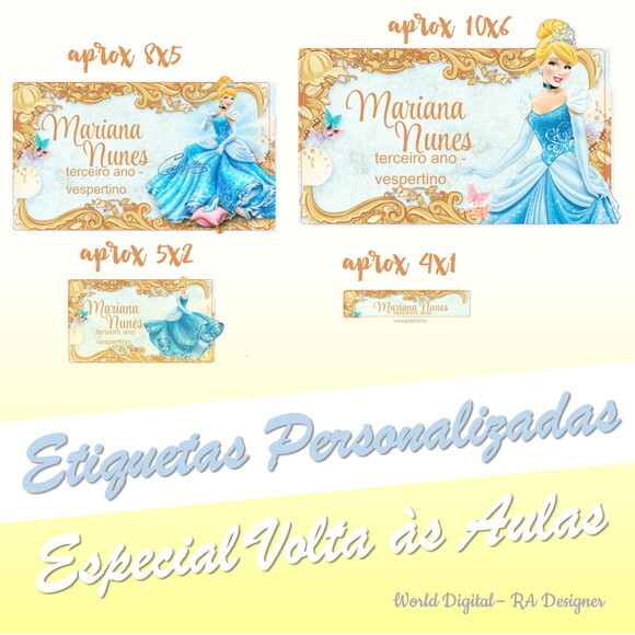 Etiquetas Escolares Personalizadas - Cinderela