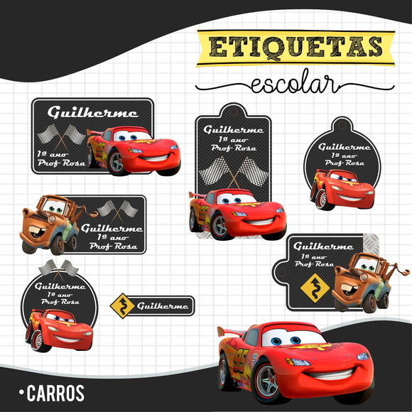 Etiquetas Escolares Personalizadas - Carros 01