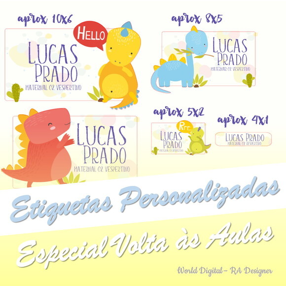 Etiquetas Escolares Personalizadas - Dinossauros