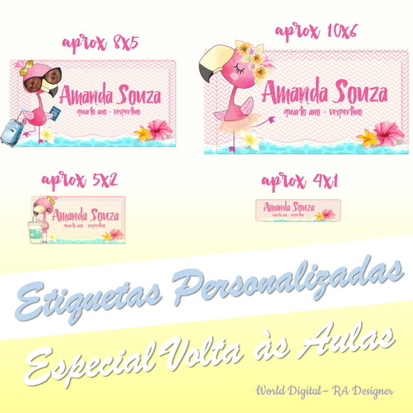 Etiquetas Escolares Personalizadas - Flamingo