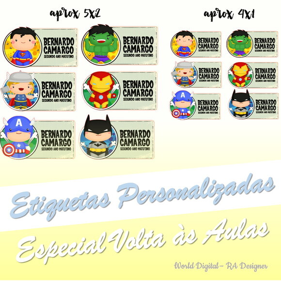 Etiquetas Escolares Personalizadas - Heróis
