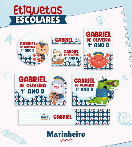 Etiquetas Escolares Personalizadas - Marinheiro