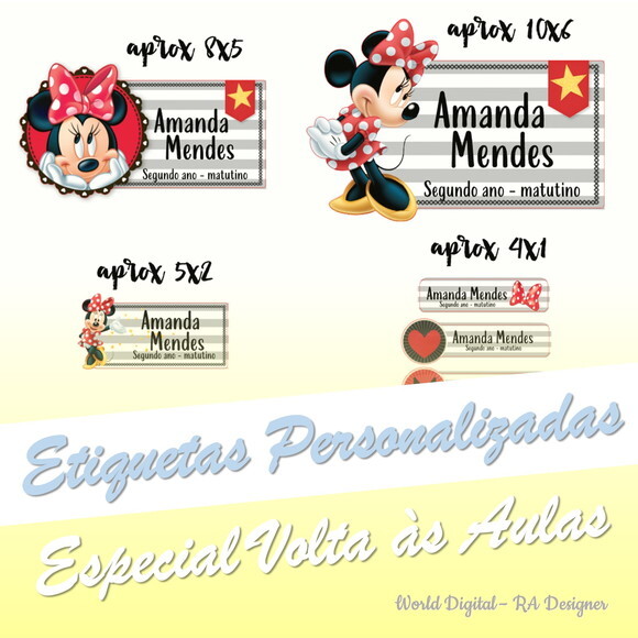 Etiquetas Escolares Personalizadas - Minnie Vermelha