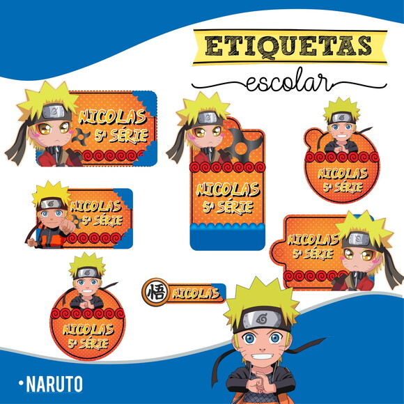 Etiquetas Escolares Personalizadas - Naruto